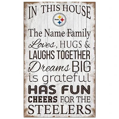 Pittsburgh Steelers Personalized 11" x 19" In This House Sign