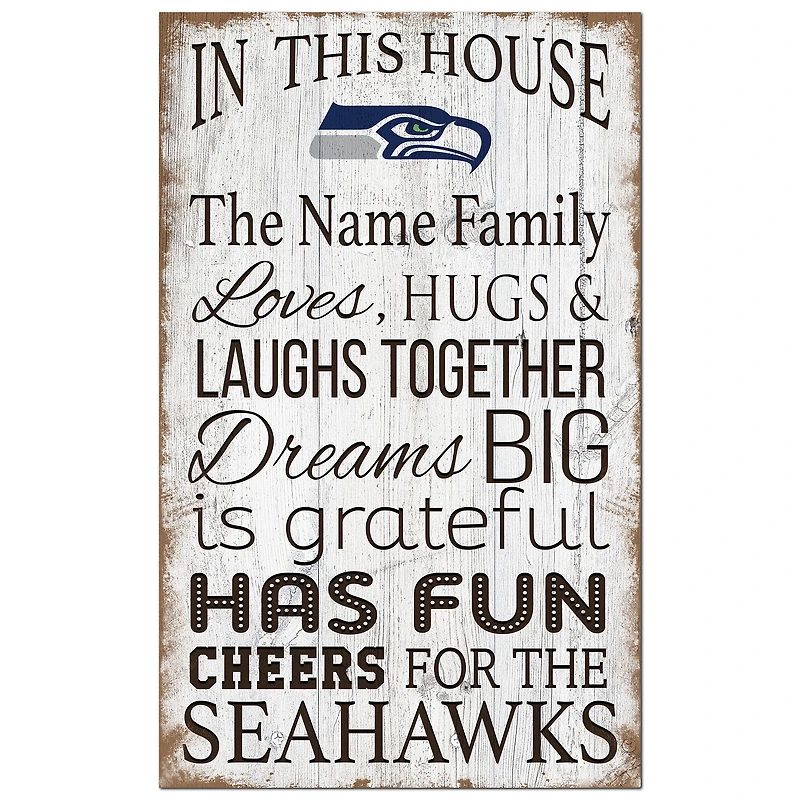Seattle Seahawks Personalized 11" x 19" In This House Sign