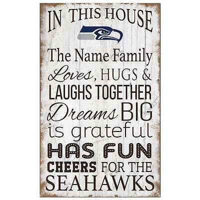 Seattle Seahawks Personalized 11" x 19" In This House Sign