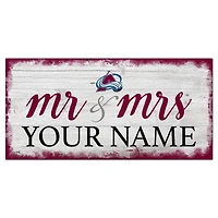 Colorado Avalanche 6" x 12" Personalized Mr. & Mrs. Script Sign