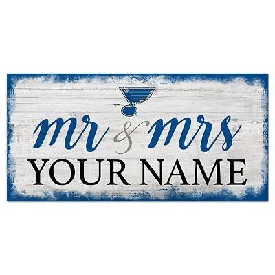 St. Louis Blues 6" x 12" Personalized Mr. & Mrs. Script Sign