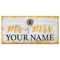 Boston Bruins 6" x 12" Personalized Mr. & Mrs. Script Sign