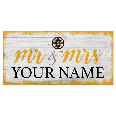 Boston Bruins 6" x 12" Personalized Mr. & Mrs. Script Sign