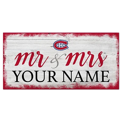 Montreal Canadiens 6" x 12" Personalized Mr. & Mrs. Script Sign