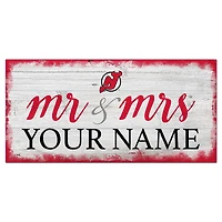 New Jersey Devils 6" x 12" Personalized Mr. & Mrs. Script Sign