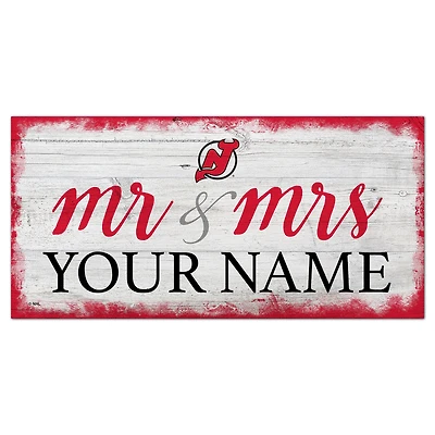 New Jersey Devils 6" x 12" Personalized Mr. & Mrs. Script Sign