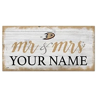 Anaheim Ducks 6" x 12" Personalized Mr. & Mrs. Script Sign