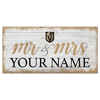 Vegas Golden Knights 6" x 12" Personalized Mr. & Mrs. Script Sign