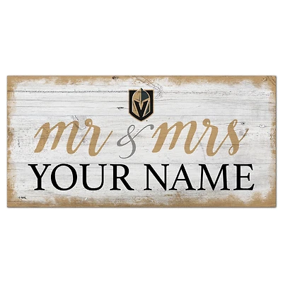 Vegas Golden Knights 6" x 12" Personalized Mr. & Mrs. Script Sign
