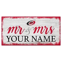 Carolina Hurricanes 6" x 12" Personalized Mr. & Mrs. Script Sign