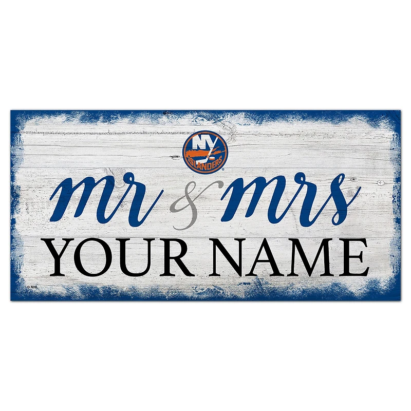New York Islanders 6" x 12" Personalized Mr. & Mrs. Script Sign