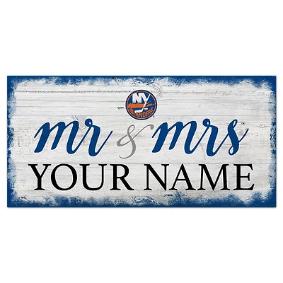 New York Islanders 6" x 12" Personalized Mr. & Mrs. Script Sign