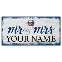 New York Islanders 6" x 12" Personalized Mr. & Mrs. Script Sign