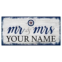 Winnipeg Jets 6" x 12" Personalized Mr. & Mrs. Script Sign