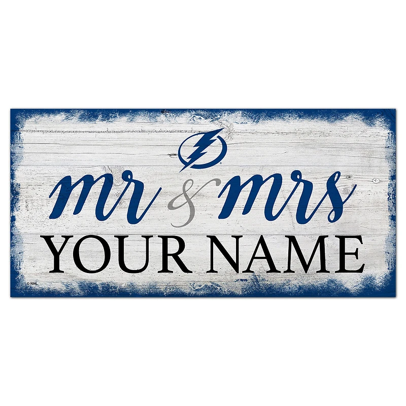 Tampa Bay Lightning 6" x 12" Personalized Mr. & Mrs. Script Sign