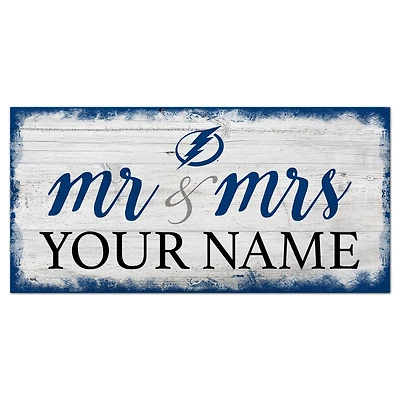 Tampa Bay Lightning 6" x 12" Personalized Mr. & Mrs. Script Sign