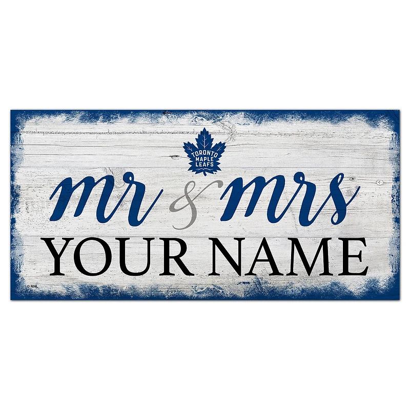 Toronto Maple Leafs 6" x 12" Personalized Mr. & Mrs. Script Sign