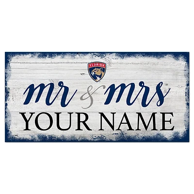 Florida Panthers 6" x 12" Personalized Mr. & Mrs. Script Sign