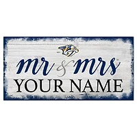 Nashville Predators 6" x 12" Personalized Mr. & Mrs. Script Sign