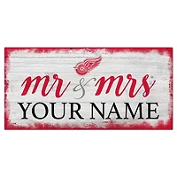 Detroit Red Wings 6" x 12" Personalized Mr. & Mrs. Script Sign