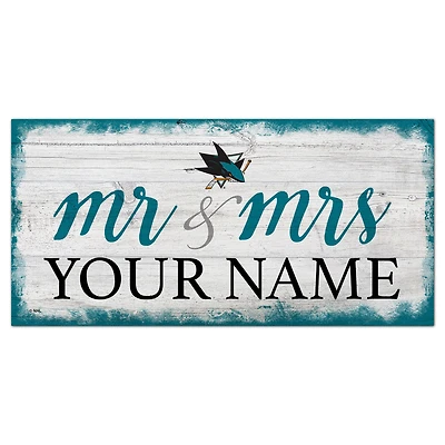 San Jose Sharks 6" x 12" Personalized Mr. & Mrs. Script Sign