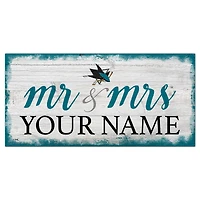 San Jose Sharks 6" x 12" Personalized Mr. & Mrs. Script Sign