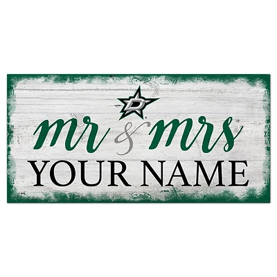 Dallas Stars 6" x 12" Personalized Mr. & Mrs. Script Sign