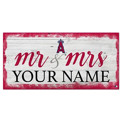 Los Angeles Angels 6" x 12" Personalized Mr. & Mrs. Script Sign