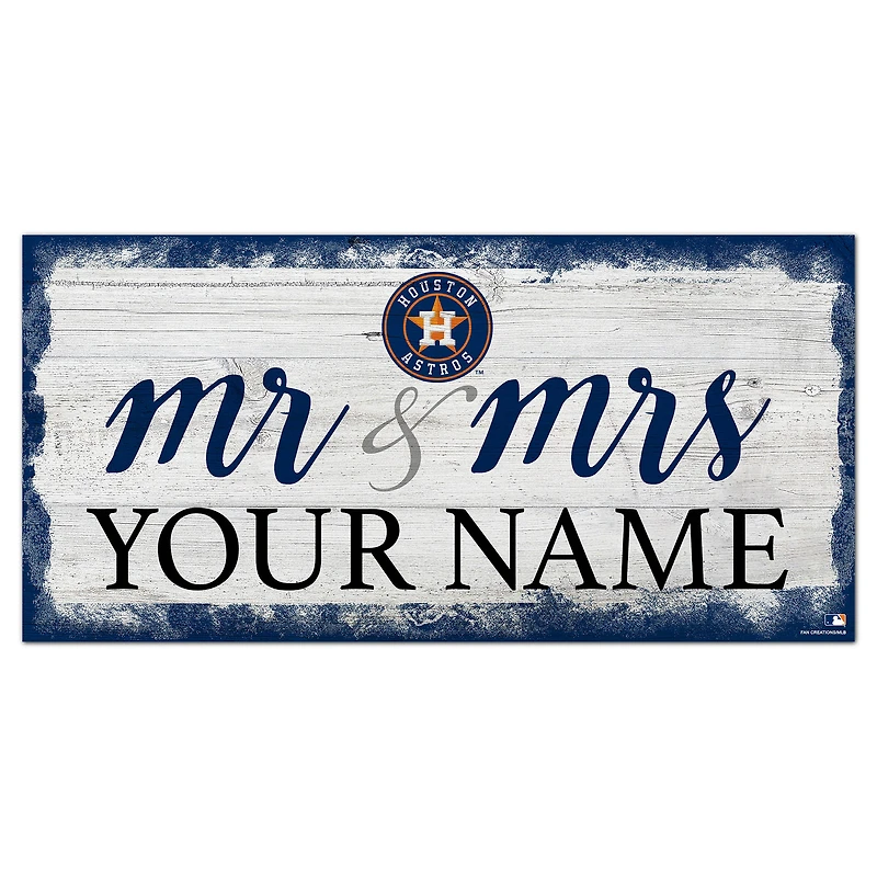 Houston Astros 6" x 12" Personalized Mr. & Mrs. Script Sign