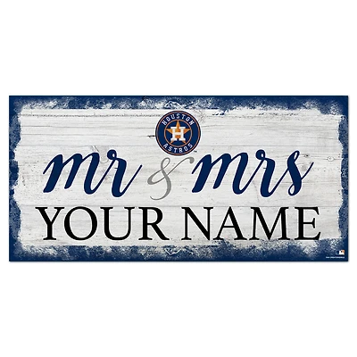 Houston Astros 6" x 12" Personalized Mr. & Mrs. Script Sign