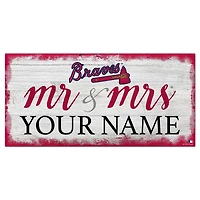 Atlanta Braves 6" x 12" Personalized Mr. & Mrs. Script Sign