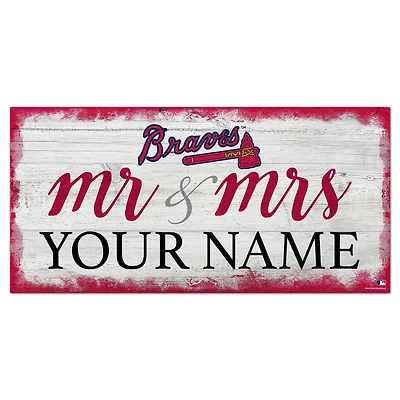 Atlanta Braves 6" x 12" Personalized Mr. & Mrs. Script Sign