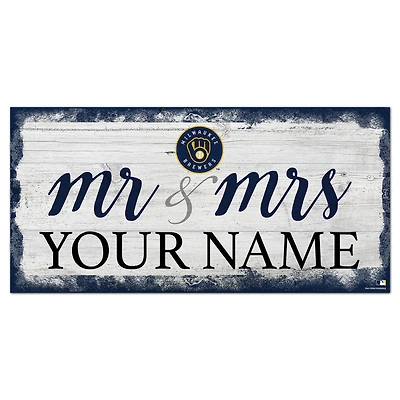 Milwaukee Brewers 6" x 12" Personalized Mr. & Mrs. Script Sign