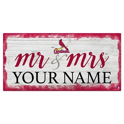 St. Louis Cardinals 6" x 12" Personalized Mr. & Mrs. Script Sign