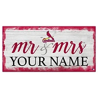 St. Louis Cardinals 6" x 12" Personalized Mr. & Mrs. Script Sign