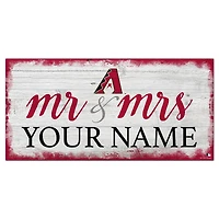 Arizona Diamondbacks 6" x 12" Personalized Mr. & Mrs. Script Sign
