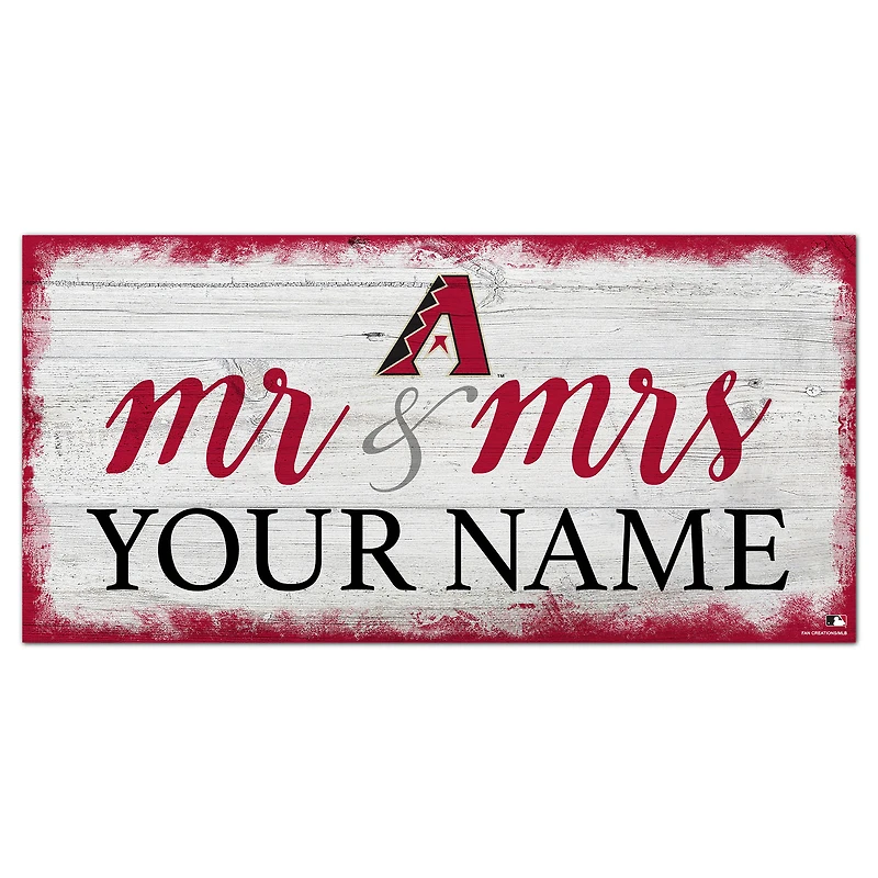 Arizona Diamondbacks 6" x 12" Personalized Mr. & Mrs. Script Sign