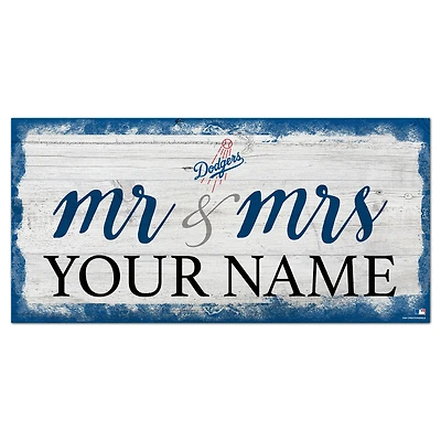Los Angeles Dodgers 6" x 12" Personalized Mr. & Mrs. Script Sign