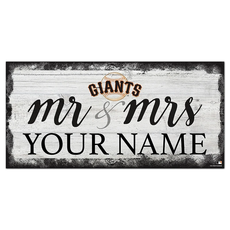 San Francisco Giants 6" x 12" Personalized Mr. & Mrs. Script Sign