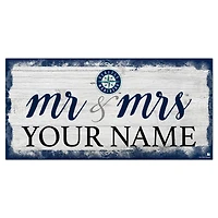 Seattle Mariners 6" x 12" Personalized Mr. & Mrs. Script Sign