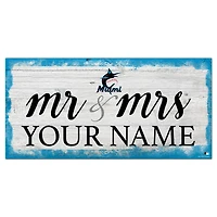 Miami Marlins 6" x 12" Personalized Mr. & Mrs. Script Sign
