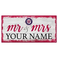 Washington Nationals 6" x 12" Personalized Mr. & Mrs. Script Sign