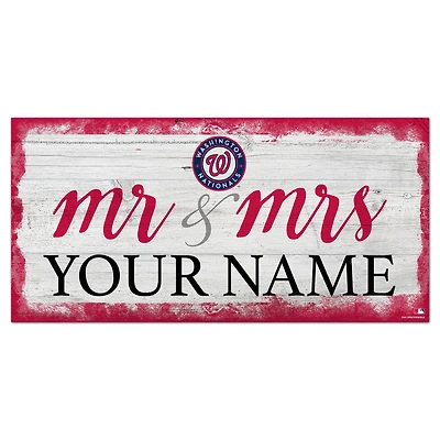 Washington Nationals 6" x 12" Personalized Mr. & Mrs. Script Sign