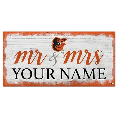 Baltimore Orioles 6" x 12" Personalized Mr. & Mrs. Script Sign