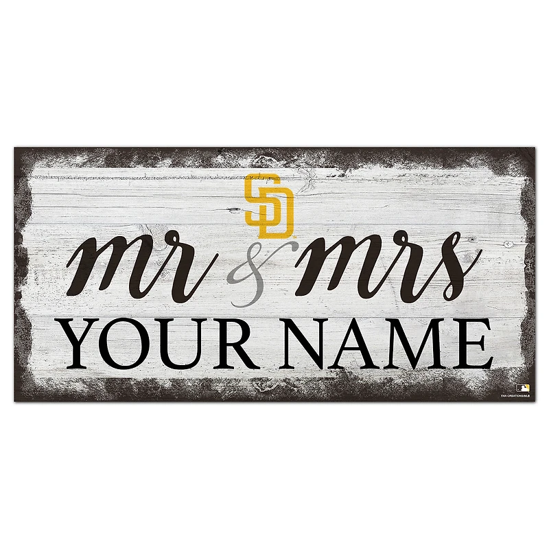San Diego Padres 6" x 12" Personalized Mr. & Mrs. Script Sign