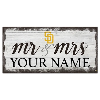 San Diego Padres 6" x 12" Personalized Mr. & Mrs. Script Sign