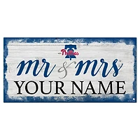 Philadelphia Phillies 6" x 12" Personalized Mr. & Mrs. Script Sign