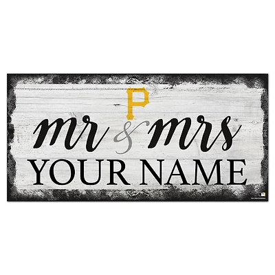 Pittsburgh Pirates 6" x 12" Personalized Mr. & Mrs. Script Sign