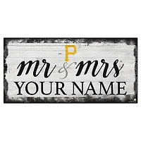 Pittsburgh Pirates 6" x 12" Personalized Mr. & Mrs. Script Sign