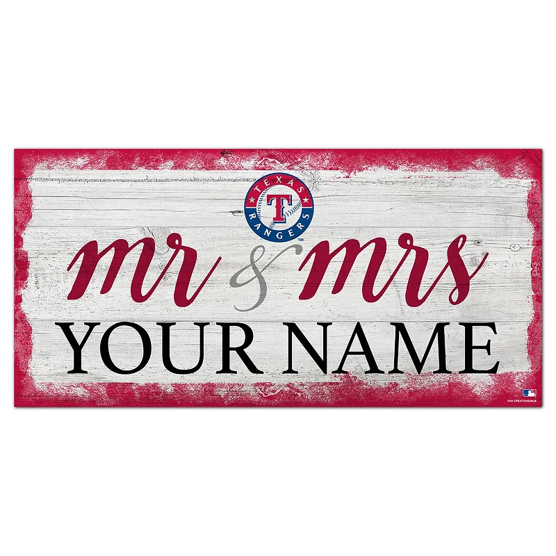 Texas Rangers 6" x 12" Personalized Mr. & Mrs. Script Sign